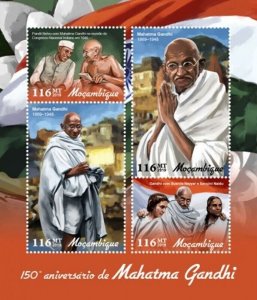 Mozambique - 2019 Mahatma Gandhi - 4 Stamp Sheet - MOZ190119a