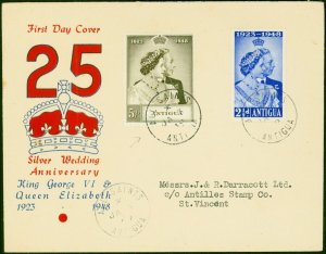 Antigua 1949 RSW Set of 2 SG112-113 on Illustrated 1st Day Cover to St Vincen...