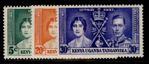 KENYA UGANDA TANGANYIKA GVI SG128-130, CORONATION set, M MINT.