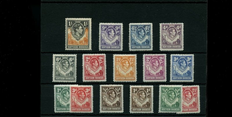 NORHTERN RHODESIA #25-30, #32-40, MNH never hinged Cat $50+ Mint stamps