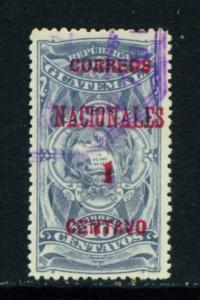 GUATEMALA  -  1898  Opt. Fiscal Stamps  Surcharges  1c on 10c  Used as Scan