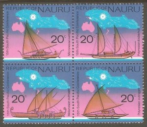 NAURU Sc# 127a MNH FVF 4-Block Outrigger Canoe Map