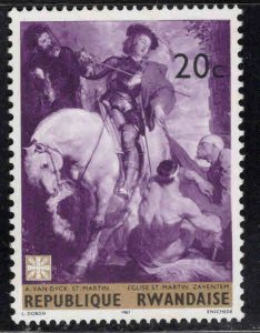 RWANDA Scott 211 St. Marin on Horse painting Mint Hinged MH* stamp