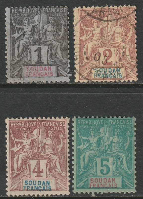 French Sudan 1894 Sc 3-6 partial set mixed