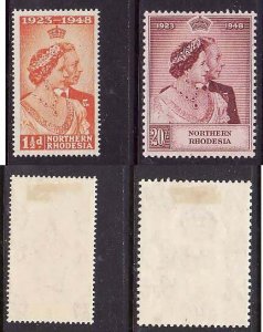 Northern Rhodesia-Sc#48-9- id7-unused hinge remnant KGVI Omnibus set-Silver Wedd