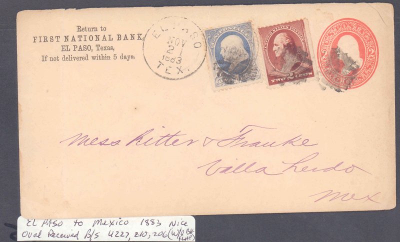 El Paso County El Paso to Mexico ( Postal History ), 1883