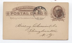 1886 Fish's Eddy NY CDS and target on postal card DPO [H.2430]