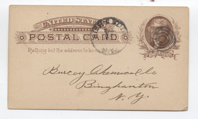 1886 Fish's Eddy NY CDS and target on postal card DPO [H.2430]
