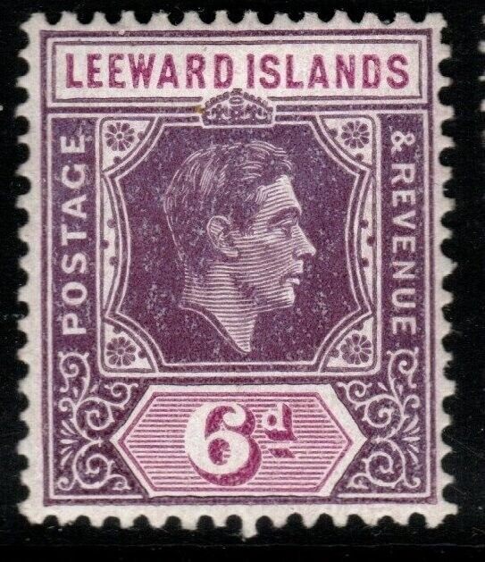 LEEWARD ISLANDS SG109b 1947 6d PURPLE & DEEP MAGENTA MTD MINT