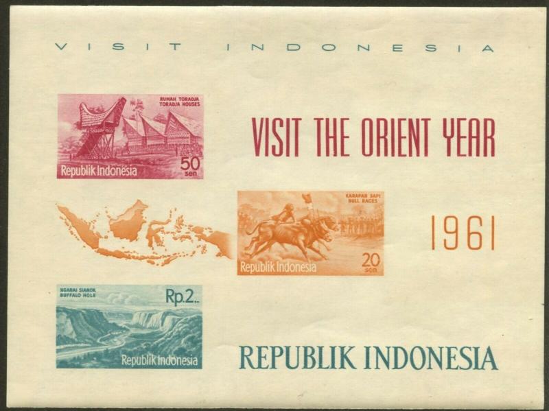 INDONESIA Sc#507-516 as Set of Four Souvenir Sheets Tourism 1961 Mint NH