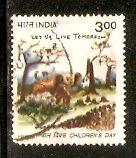India 1999 Children's Day, Elephant, Rhinoceros Sc 1781