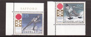 Yugoslavia   #1089-1090  MNH  1972 Winter Olympics  Sapporo