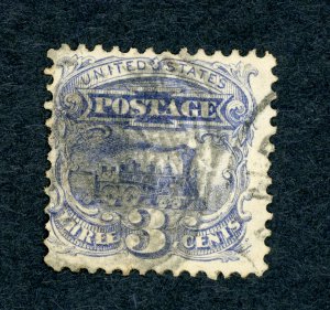 #114 – 1869 3c Locomotive, ultramarine. Used. Fine