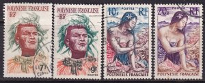 French Polynesia 1958 Sc 187-90 partial set high values used