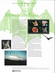 USPS COMMEMORATIVE PANEL #663 AMERICAN BATS #3661-3664