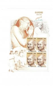 Tanzania 1998 - MAHATMA GANDHI - Sheet of 4 Stamps MNH