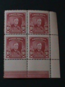 ​COSTA RICA-1947 SC#252 FRANKLIN D. ROOSEVELT VF-IMPRINT BLOCK-76 YEARS OLD