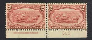 MOMEN: US STAMPS #286 PLATE IMPRINT PAIR MINT OG NH LOT #70952