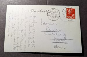 1935 Norway Ship Postcard Cover Nordkapp to Basel Switzerland