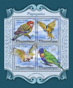 Mozambique - 2018 Parrots on Stamps - 4 Stamp Sheet - MOZ18115a