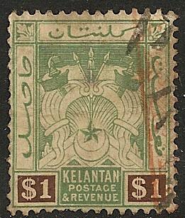 Malaya - Kelantan #26 (SG #23) FVF USED - 1921 $1 Symbols