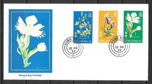 Hong Kong #342-344 Orchids Fleetwood FDC