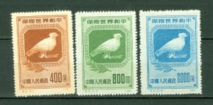 CHINA PEOPLE'S.  REP. 1950  BIRDS  #57-59 SET REPRINTS NO GUM