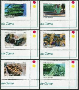 Aitutaki 572-577,578 ab sheet,MNH. Aitutaki Marine Research Center,2011.