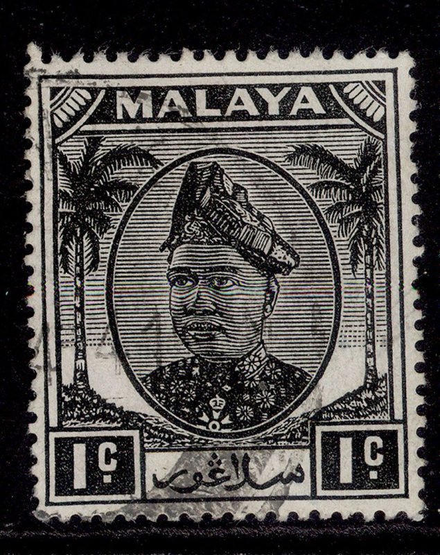 MALAYSIA - Selangor GVI SG90, 1c black, FINE USED.