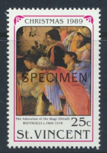 St Vincent  Sc# 1289 MNH Christmas Paintings OPT SPECIMEN see details  