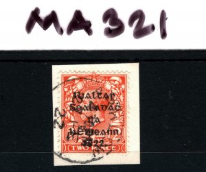 IRELAND 1922 Free State Overprints EIRE *Arklow* Co Wicklow CDS Piece MA321