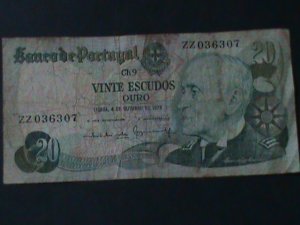 PORTUGAL-REPUBLIC-1978-BANK OF PORTUGAL-20 S=ESCUDOS.CIR-VF-46 YEARS OLD