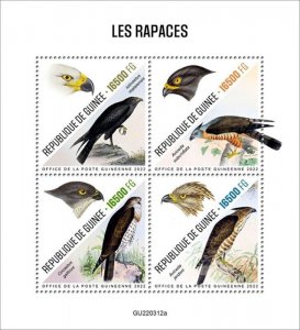 Guinea - 2022 Birds of Prey, Eagle, Pacific Baza - 4 Stamp Sheet - GU220312a