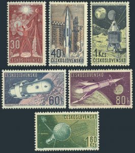 Czechoslovakia 1105-1110, MNH. Michel 1329-1334. Space research, 1962.