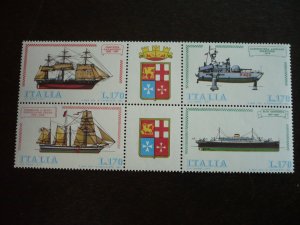 Stamps - Italy - Scott# 1276a - Mint Never Hinged Block of 4 Stamps & 2 Labels