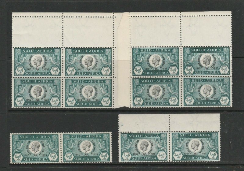 South Africa 1935 Silver Jubilee 1/2d 6 Correct pairs, 5 UM/MNH, 1 MM, SG 65