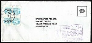 SINGAPORE 1991 taxed cover with postage dues. PASAR PANJANG cds...........95503