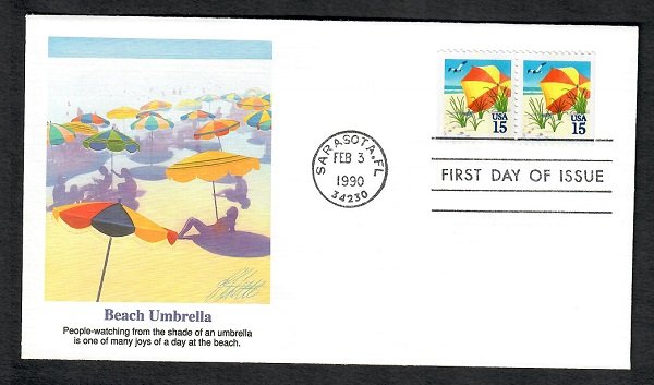 2443 Beach Umbrella Unaddressed Fleetwood FDC