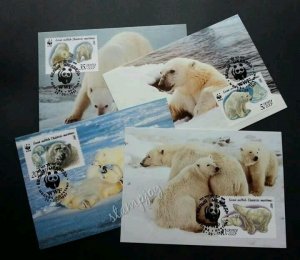 Russia WWF Polar Bear 1987 Snow Wildlife Animal Endangered Species (maxicard)