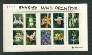 5445-5454 Forever Wild Orchids - Block of 10 Pane  MNH