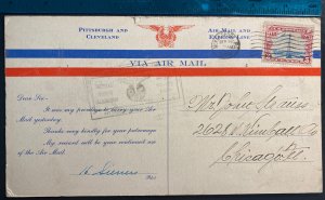 1929 McKeesport PA USA First Flight Panoramic Postcard Airmail cover To Chicago