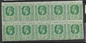 LEEWARD ISLANDS (P0305B) KGV DIE I 1/2D SG 82   BL OF 10  MNH