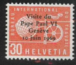 Switzerland Scott 3o103 MNH** International Labor Bureau Pope Paul VI 1969 opt