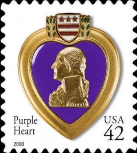 4264 42c Purple Heart P1111 Bottom Block of 10 Plate Position 3