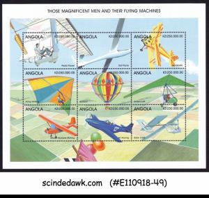 ANGOLA - 1998 FLYING MACHINES / AVIATION / AIRCRAFTS MIN/SHT MNH