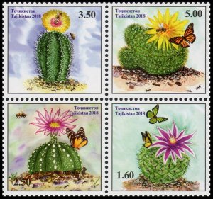 2018 Tajikistan 824-827VB Cactuses and Butterflies