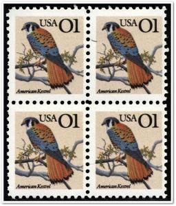 SC#2476 1¢ American Kestrel Block of Four (1991) MNH