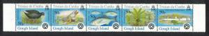 Tristan da Cunha Birds Fish Marine Life Plants Gough Island strip of 5v