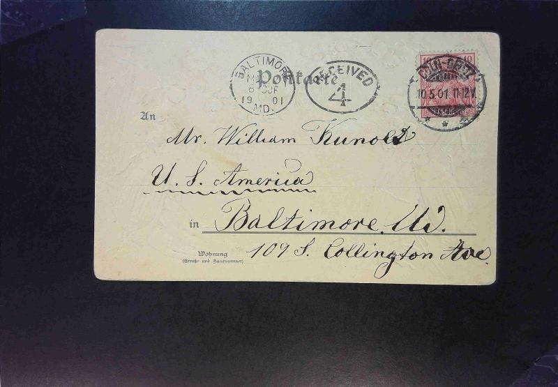 Germany 1901 Postcard w/ Baltimore Paid Cancel - Z1694
