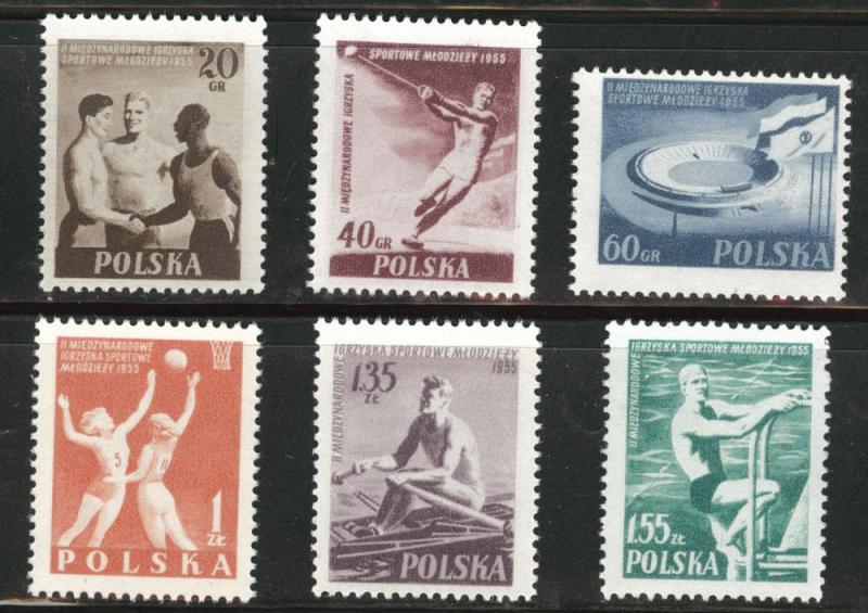 Poland Scott 699-704 MNH** 1955 Sports set CV$3.75